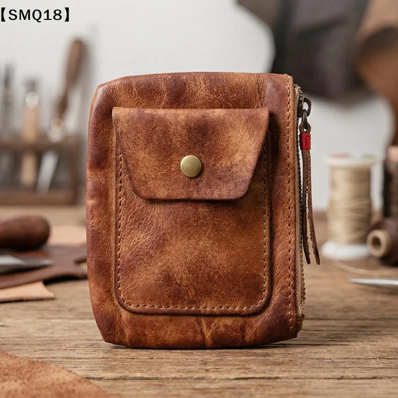 1Pcs Men's Leather Wallet Minimalist Mini Storage Wallet Credit Card Holder Earbuds Pouch Cowhide Wallet【SMQ】