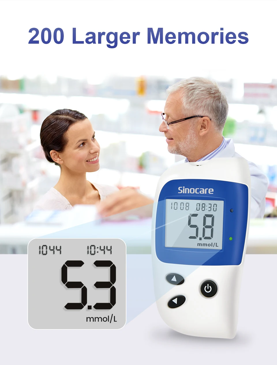 Sannuo Sinocare Safe ACCU2 Blutzuckermessgerät Blutzuckertestkit Diabetes Heim-Glukometer mit 50 Teststreifen oder Nur Teststreifen – Detail 4