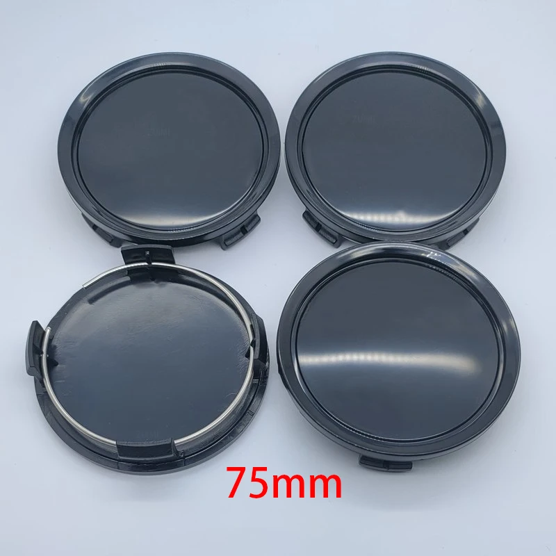 4Pcs 75mm Car Vehicle Wheel Hub Center Cap Cover New ABS Black Silver Universal High Quality Durable Exterior Car Accessories