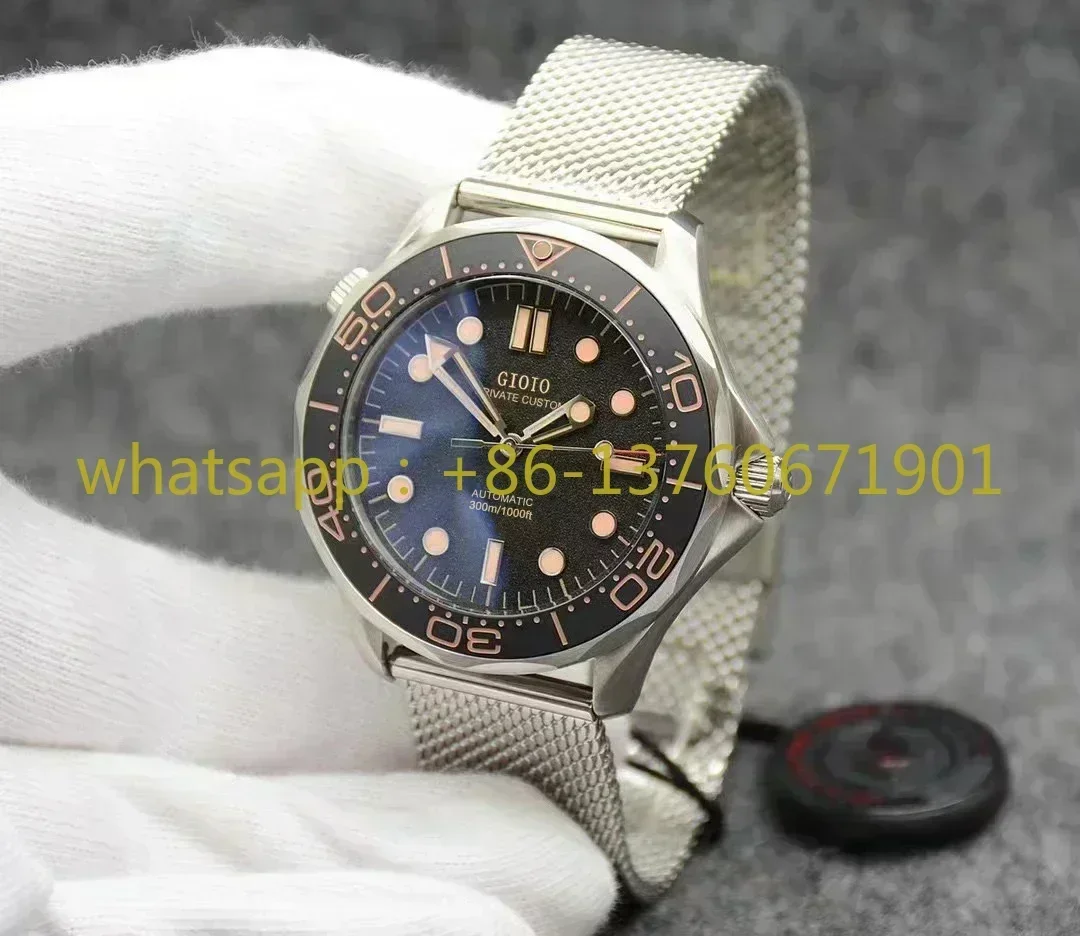 42mm High Quality Automatic Mechanical Mens Watch Stainless Steel Luminous Black Blue Canvas Ceramic Bezel Watches