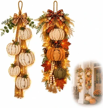 Rustic LED Pumpkin Swag 1