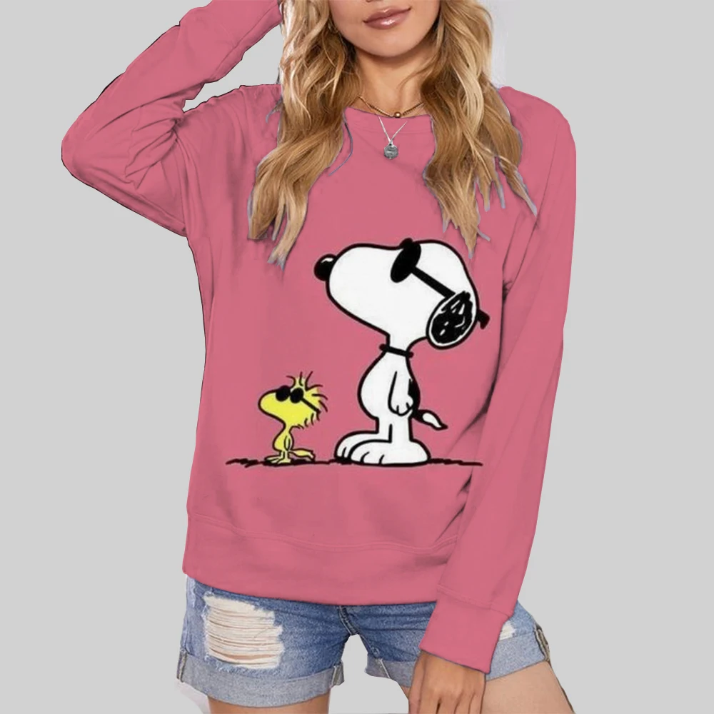 Snoopy Coffee Women\'s Hoodie Cartoon Print Harajuku Long Sleeve Cute Hoodie Casual Loose Sweatshirt Fashion Tops Clothing