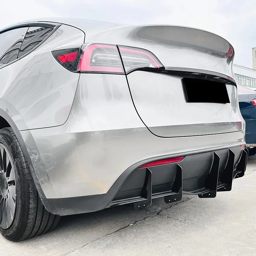 Car Rear Bumper Diffuser Lip Black Lower Valance Bracket Splitter Spoiler Plate Trim For Tesla Model Y 2019 2020 2021 2022 2023+