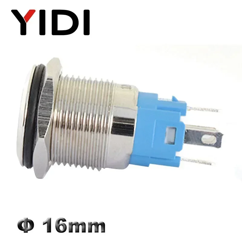 Kunden spezifische 16mm LED beleuchtete flache Metall Druckknopf schalter ein aus Verriegelung 1 no1nc momentan 12V 220V rot grün LED-Schalter