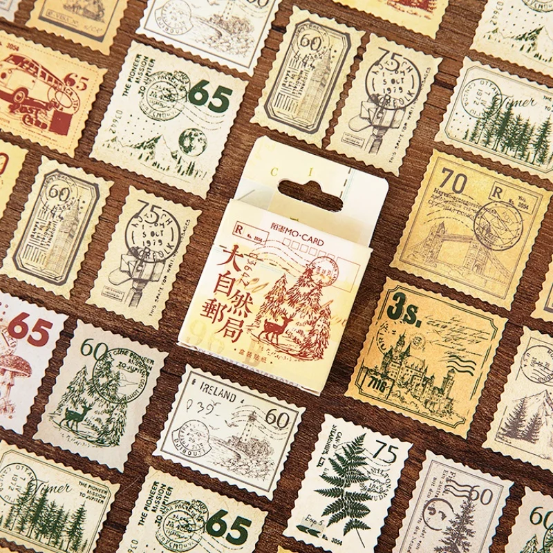 45Pcs Nature Post Office Box Stickers Student Supplies Handmade DIY Decoration Greeting Cards Magazines Decorative Collage