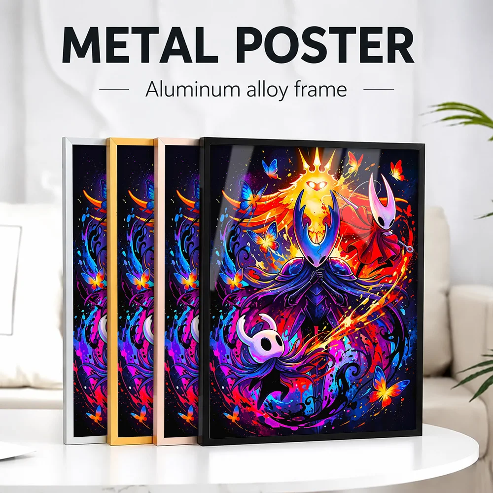 Hollow Knight Game Metal Poster With Aluminum Alloy Frame Personalized Photo Epic Fantasy Style Wall Art For Bedroom And Study