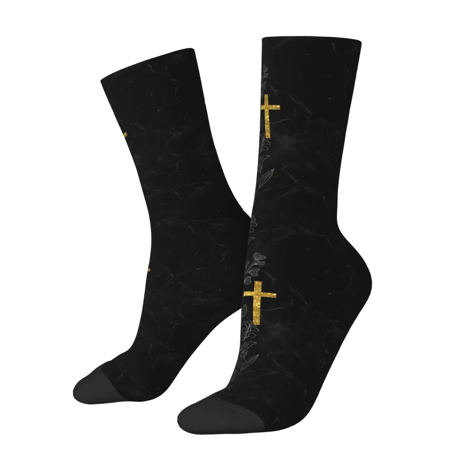 Jesus Cross Print Socks Retro Trend Crazy Street Hip-Hop Socks Breathable Non-slip Casual Sports Socks Novelty Party Gift
