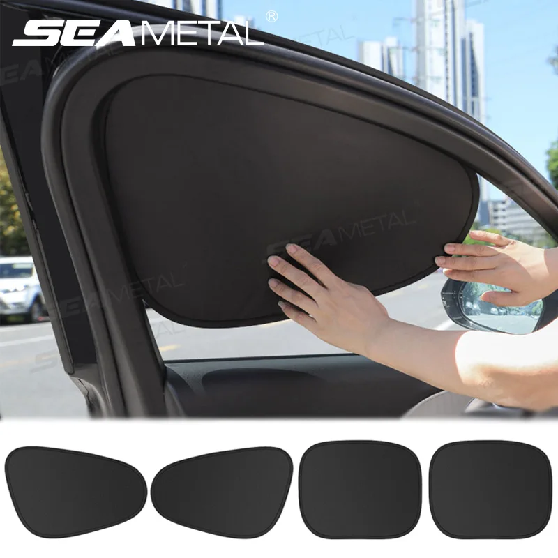 SEAMETAL Car Side Window Sun Shade Cover 4-Layer Electrostatic Sunshade Curtains Foldable Anti-Glare UV Blocking Protector Cover