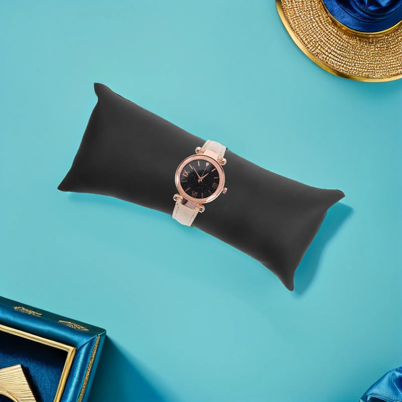 2Pcs Sophisticated PU Watch Pillow Jewelry Display Cushion Bracelet Holder Small Watch Organizer Scratch-Free Counter Display