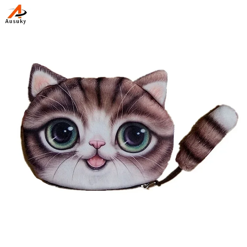 Ausuky portamonete per gatti a coda piccola portamonete per bambini carino portafoglio per cartoni animati borsa Kawaii portamonete per bambini portamonete per donna-15