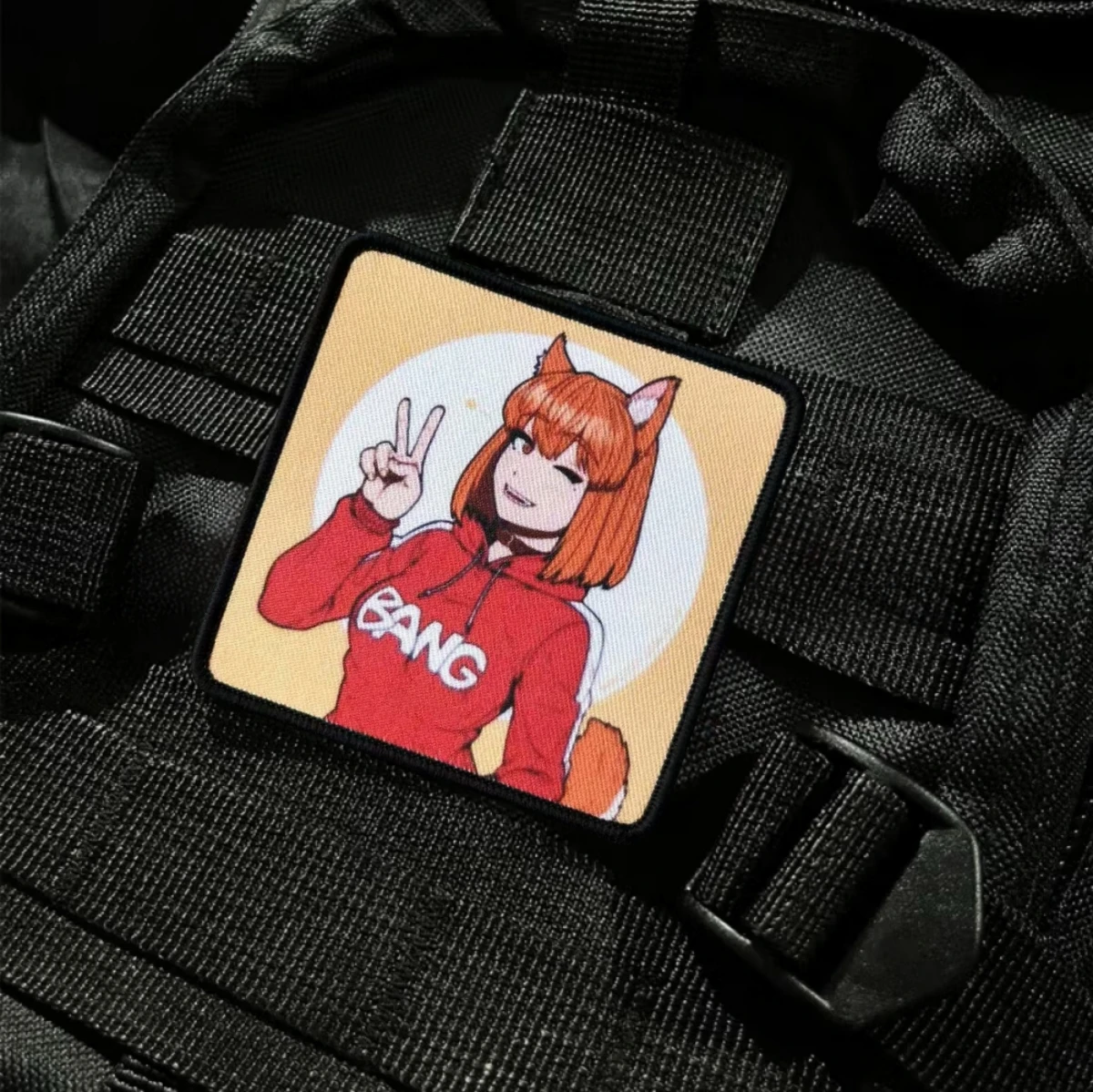 "Foxy Bang" Emblem Tactical Patch Beautiful Girl with Fox Ears Morale Badge Military Backpack Sticker Print Patches for Clothing image 5