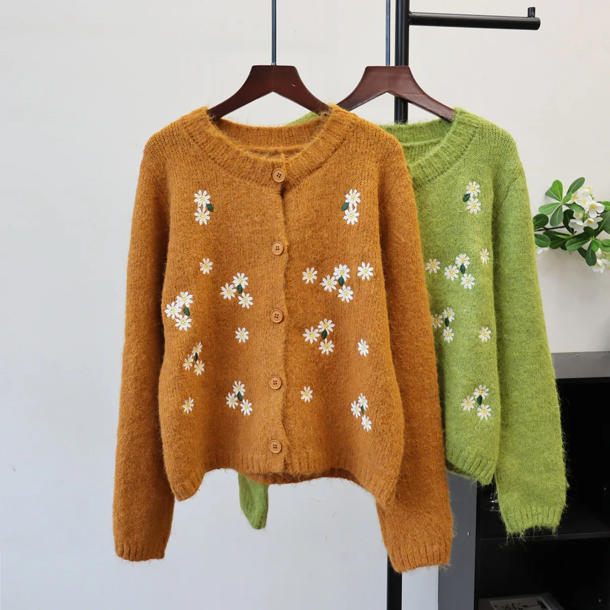 

Y2k Women Cardigan Sweater Knitted Jumper 3d Embroidered Flower Long Sleeve O Neck Single Breasted Straight Casual 2025 Autumn