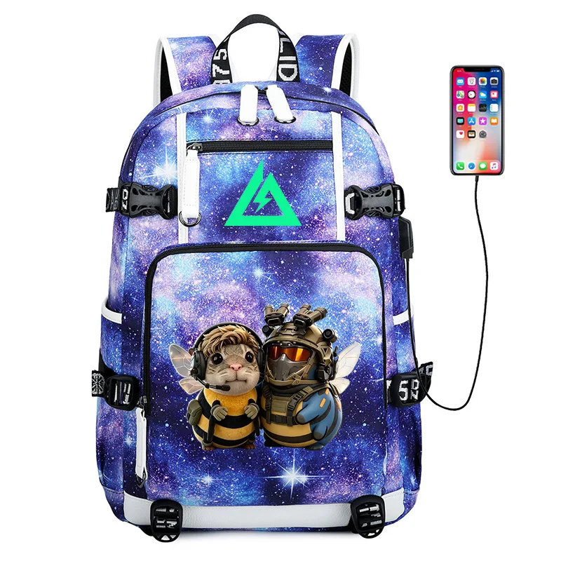 Cute special battle little bee starry sky printed backpack, high-quality student campus starry sky waterproof backpack
