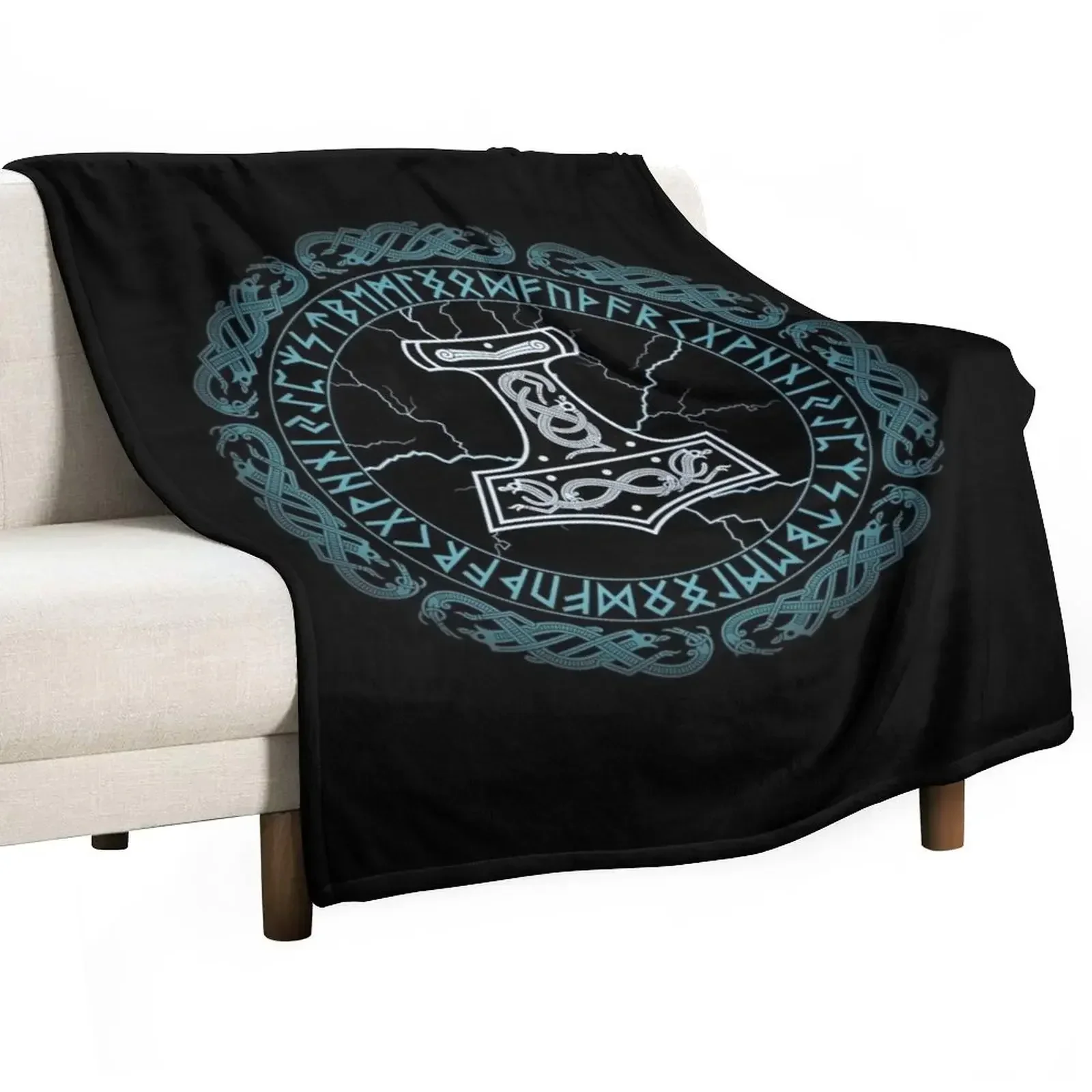 Mj?lnir Hammer of Thor Runes Throw Blanket Blankets For Baby Bed linens Blankets