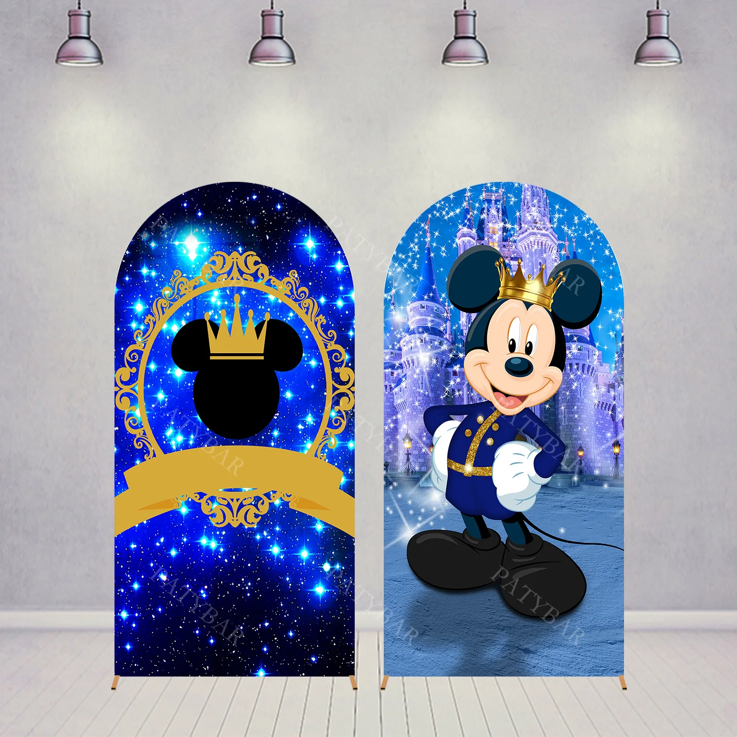 Arch Disney Crown Mickey Mouse Background Kids Birthday Party Backdrop Double Side Polyester Arch Banner Photography Props