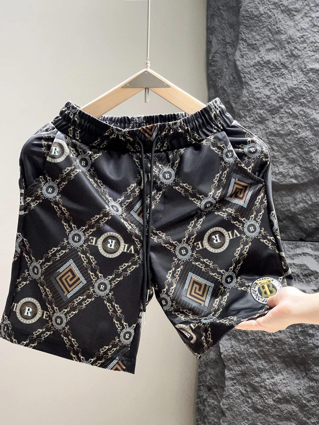 

Casual Printed Elastic Waist ort Pants Men's Smooth Comfortable Slimming Five-Point Pants Breathable Summer Youth Sle