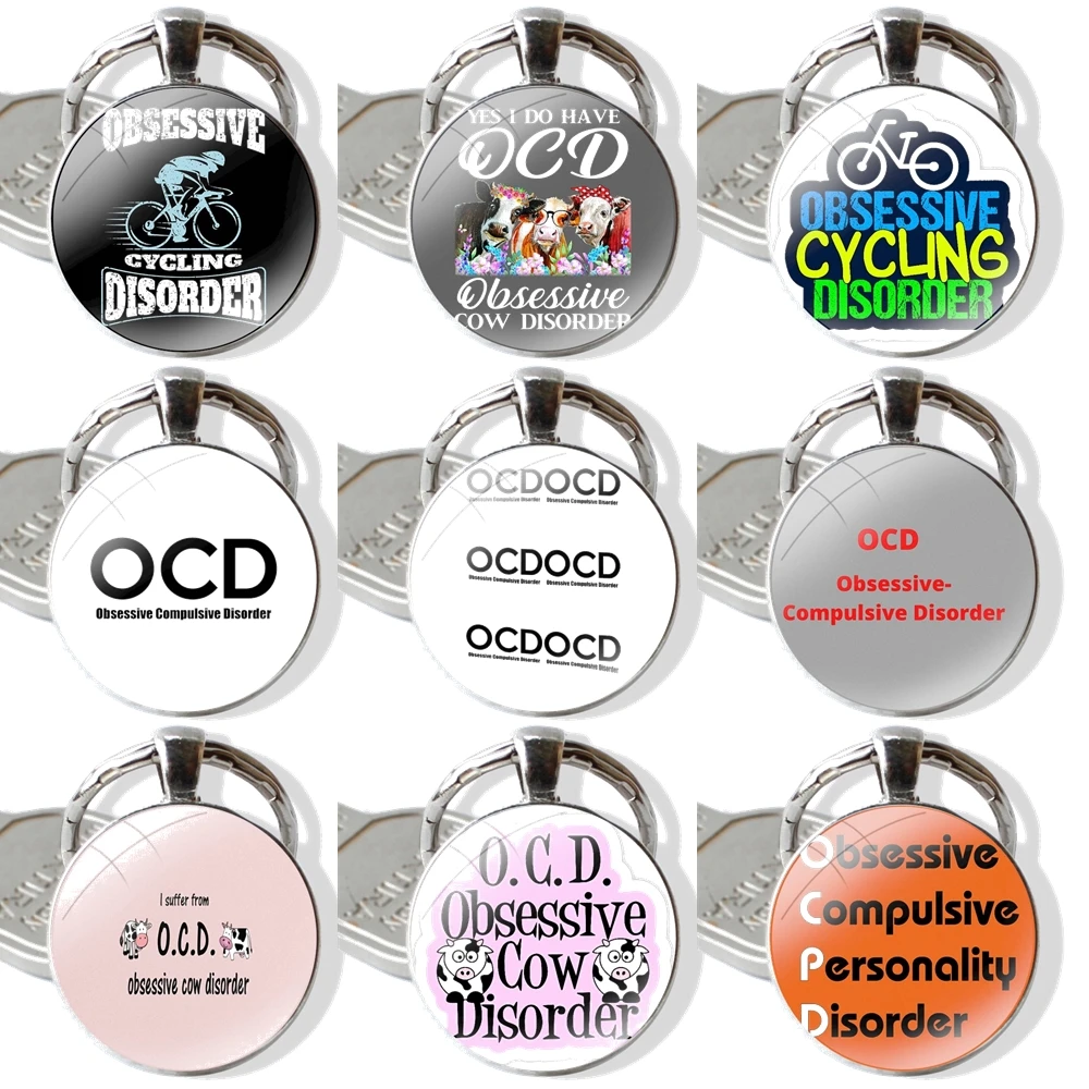 Ocd Obsessed Compulsive Disorder Ocd S Keychain Handmade Glass Cabochon Key Ring Holder Pendant Key Chains