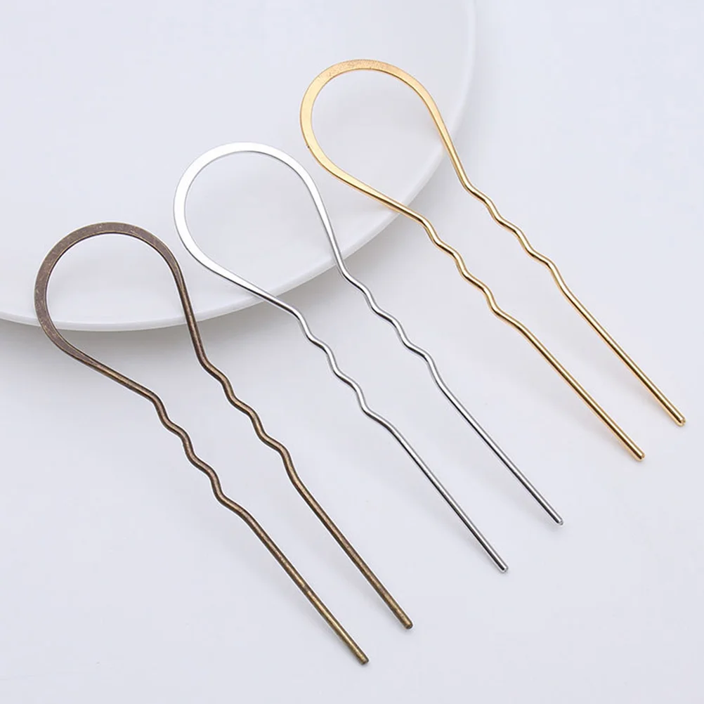 10 pçs grampos de cabelo ondulado em forma de u pinos de metal hairpin em forma de u grampos de cabelo fáceis de usar feminino simples acessórios práticos