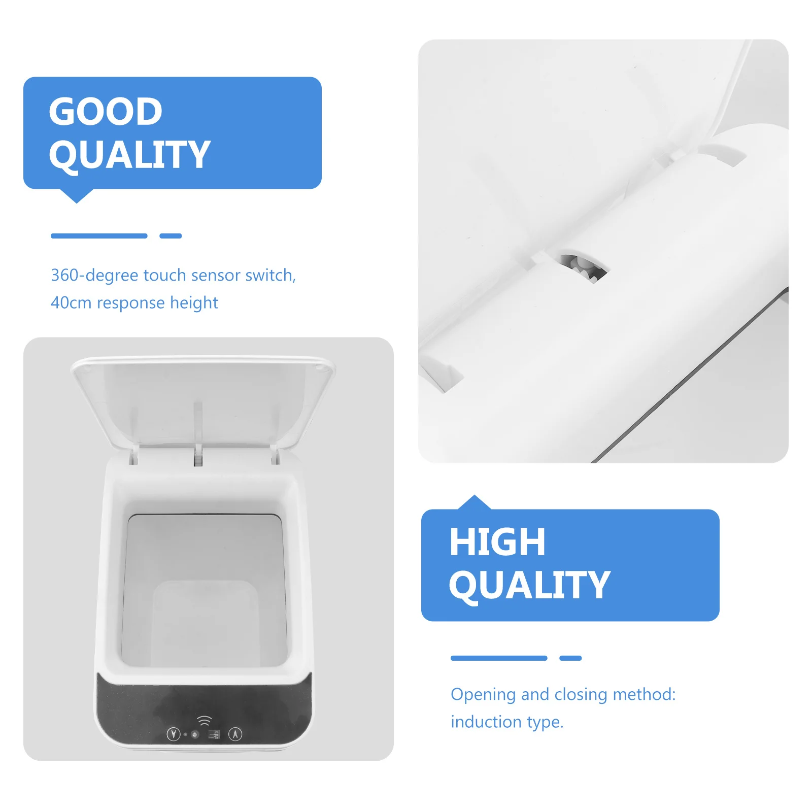 

1Pcs Intelligent Induction Trash Can Automatic Flip Cover Large Capacity Home Garbage Can Noise Free Stylish Bin