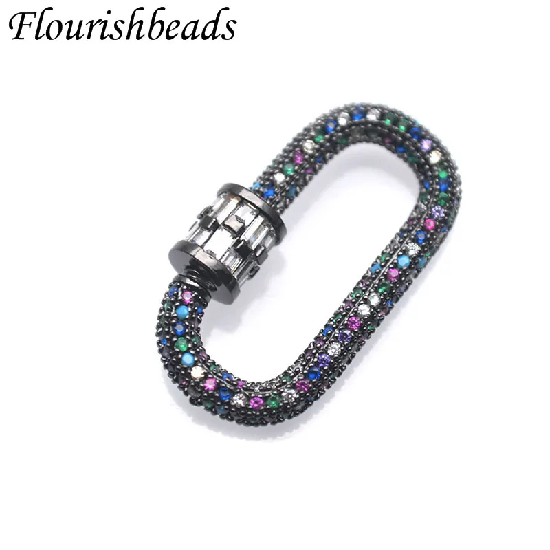 Luxury Colorful Rhinestone Paved Carabiner Screw Spring Clasp Accessories for DIY Charms Jewelry Making