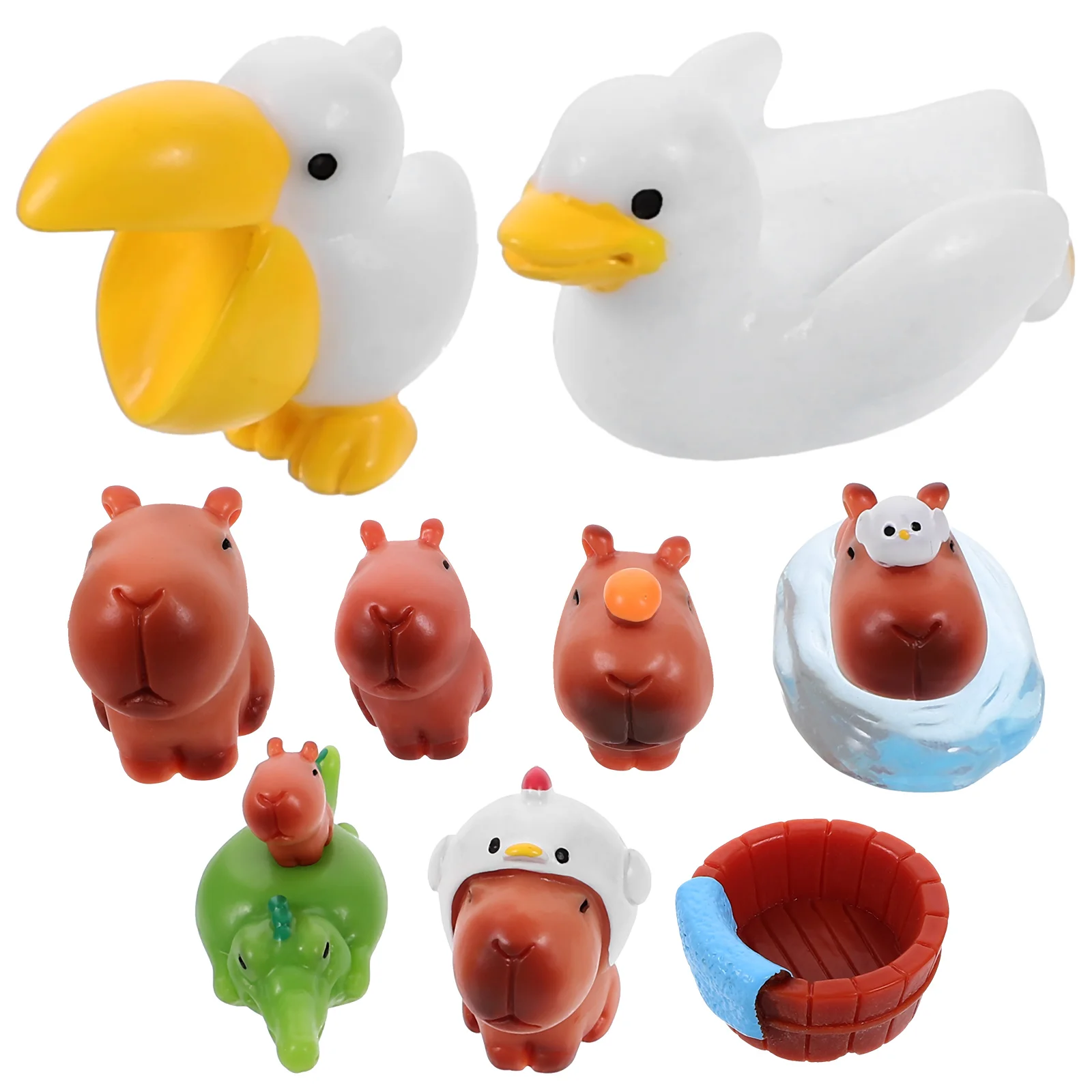 

10pcs Capybara Decorations Miniature Animal Figurines Dashboard Statue Small Figures Trinkets Microlandscape Accessories Mini