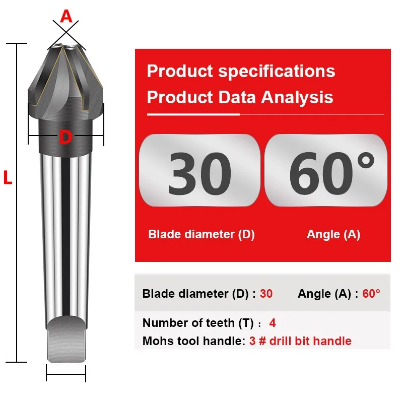 ROMTIC YG8 Inlaid Alloy Chamfer Cutter 90/60 Degree Welding Edge Spot Facer Taper Shank Tungsten Steel Chamfering End Mill Tools