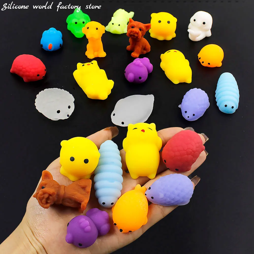 Silicone World 10PCS Cute Animal Finger Pinching Joy Pressing Release Decompression Toy Soft Glue Stress Relief Toys Party Gifts