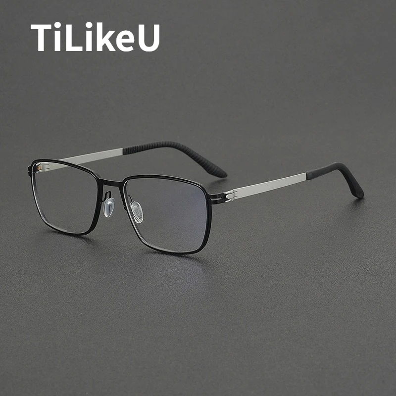 

2025 New Square Screwless Eyeglasses Frame German Brand Titanium Alloy Ultra-light Glasses Frame Men and Women No Screws Eyewear