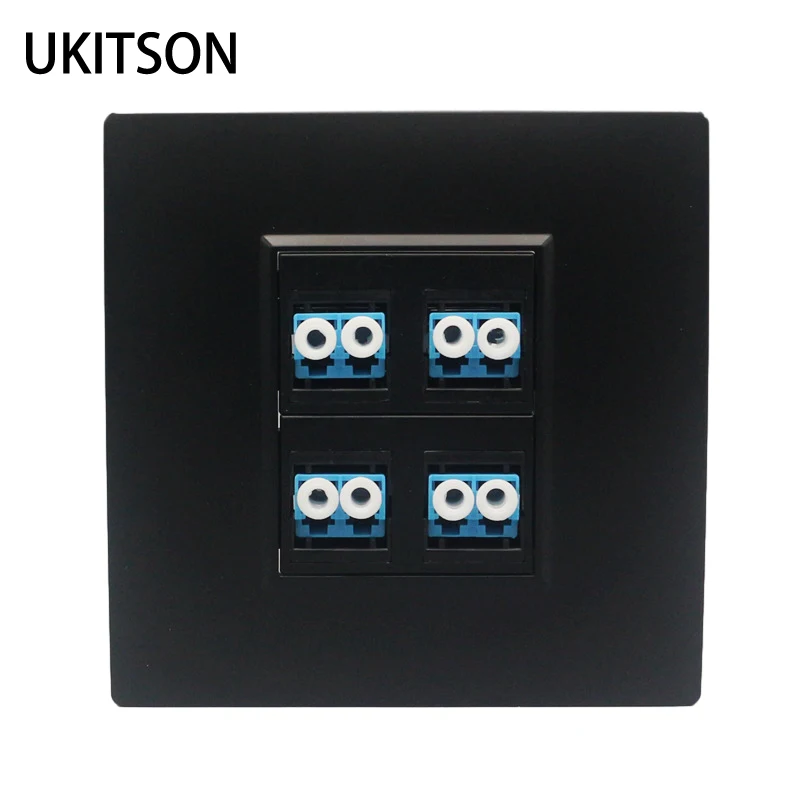 Black 4 Ports Duplex LC UPC APC Wall Faceplate Panel LC-LC Optic Fiber Female Keystone Connector Socket For Network Optical