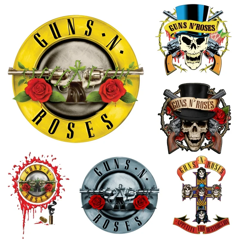 Rock Band Gun N Roses Patches for Clothes Heat Transfer Thermal Stickers DIY T shirt Iron on for Woman Jackets Fashion Appliqued