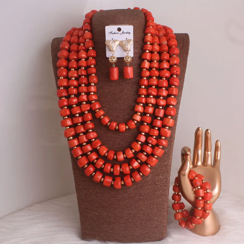 

Dudo 31 inches 10-15mm Layers Genuine Coral Beads Nigerian Bridal Jewelry Set For Bride 2023