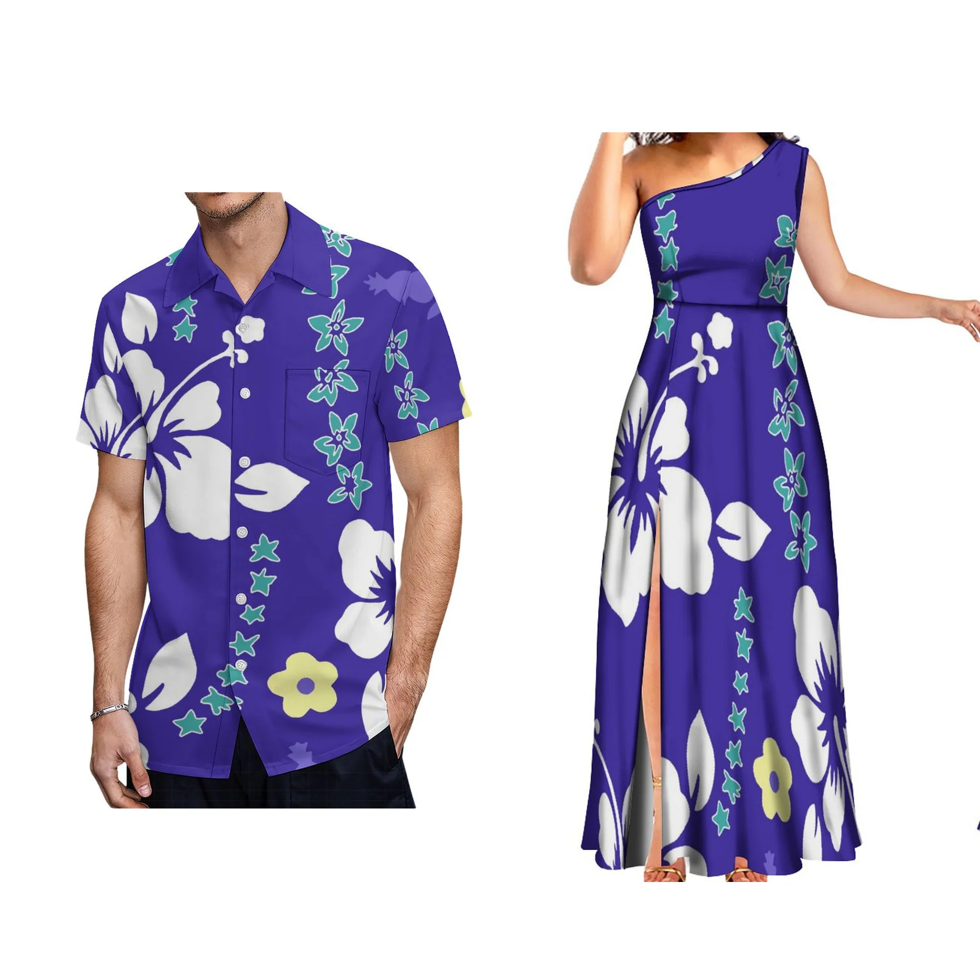 Custom Women's Summer Dress Slant Shoulder Long Polynesian Holiday Dress