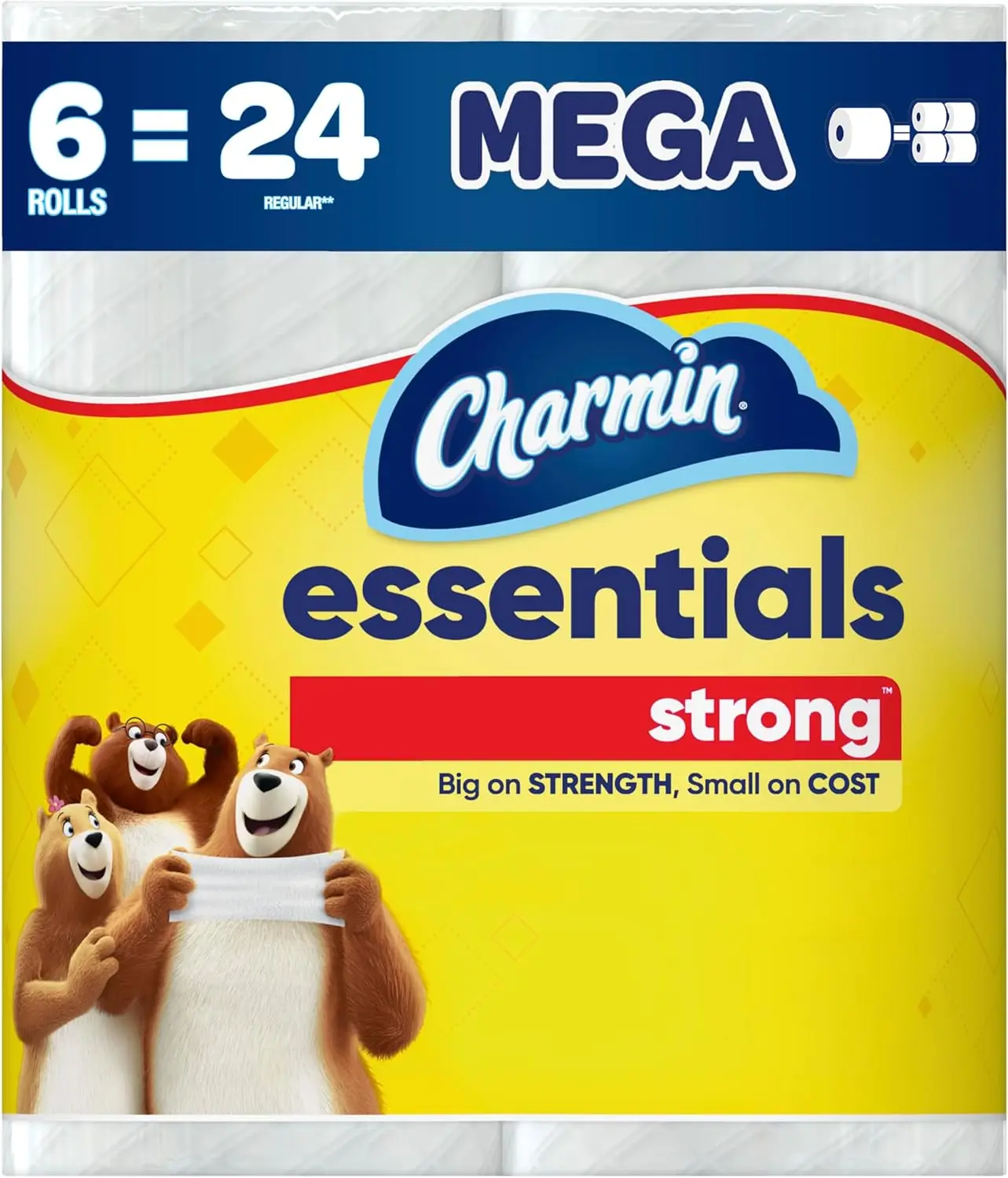 Strong toilet paper 6 mega rolls 429 sheets each roll