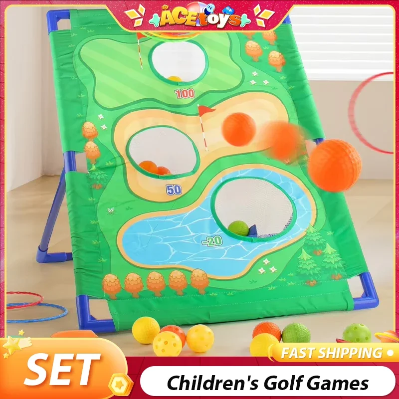 3-In-1 Children's golf Games Set Outdoor Game Portable Convenient Exercise Outdoor Golf Sport For 3/4/5/6 Years Old Kids