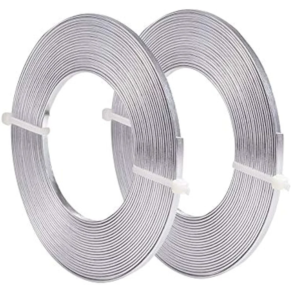 

2 Rolls 3mm Wide Flat Jewelry Craft Wire 18 Gauge Aluminum Wire for Bezel Jewelry Making, Sculpting, Armature Craft Silver Color