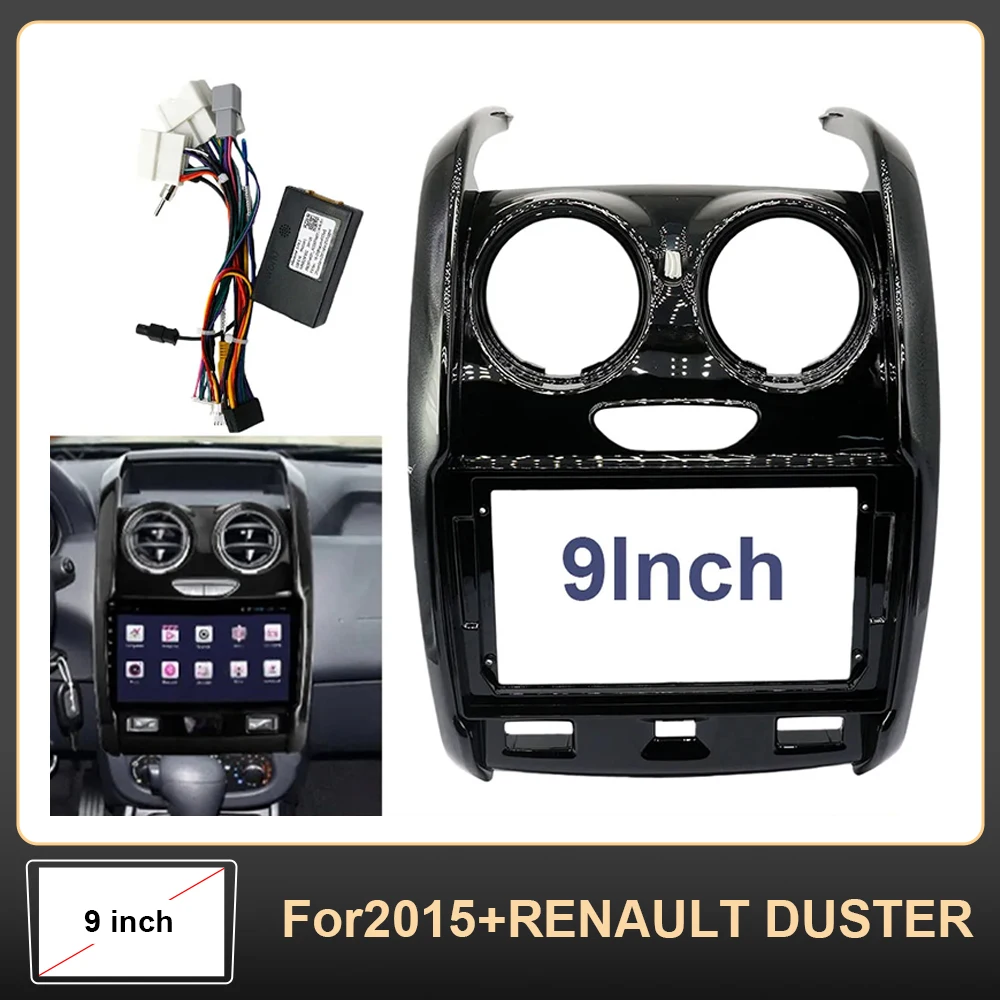 

9 Inch 2DIN Car Radio Fascia Frame Panel Kit for Renault Duster 2015+ | Android Install Trim with Decoder Harness