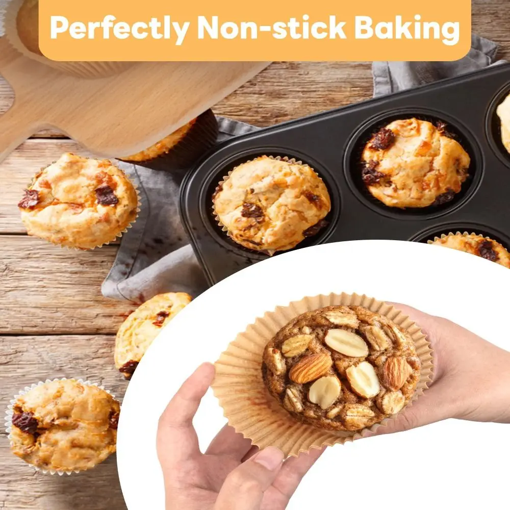 100 PCS Colorful Non-stick Cupcake Liners Greaseproof No Smell Muffin Liners Food-grade Unbleached Cake Paper Tray Baking
