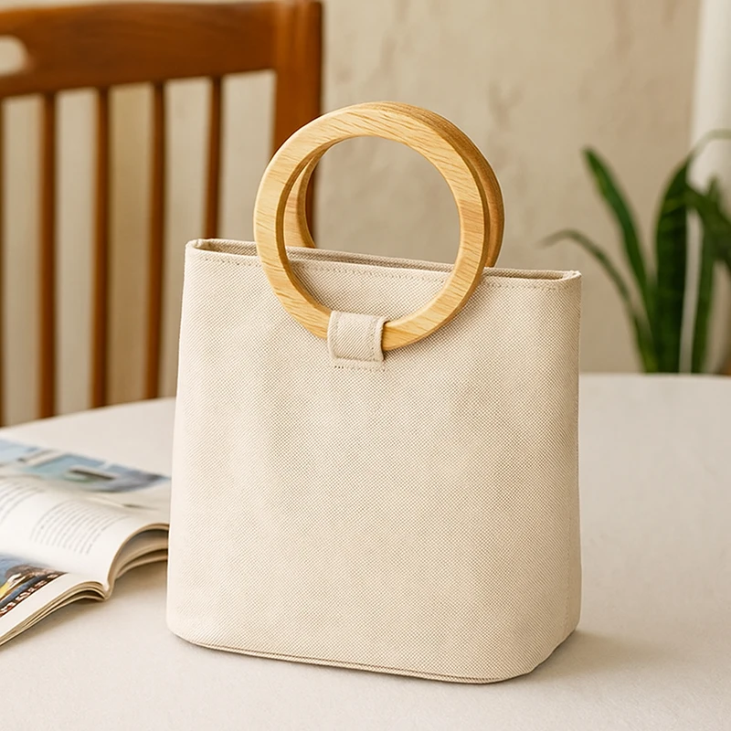 2Pcs Deepeel Wooden O Ring Bags Handles Round Wood Handle for Handbag Strap Purse Frame DIY Sewing Brackets Bag Accessories