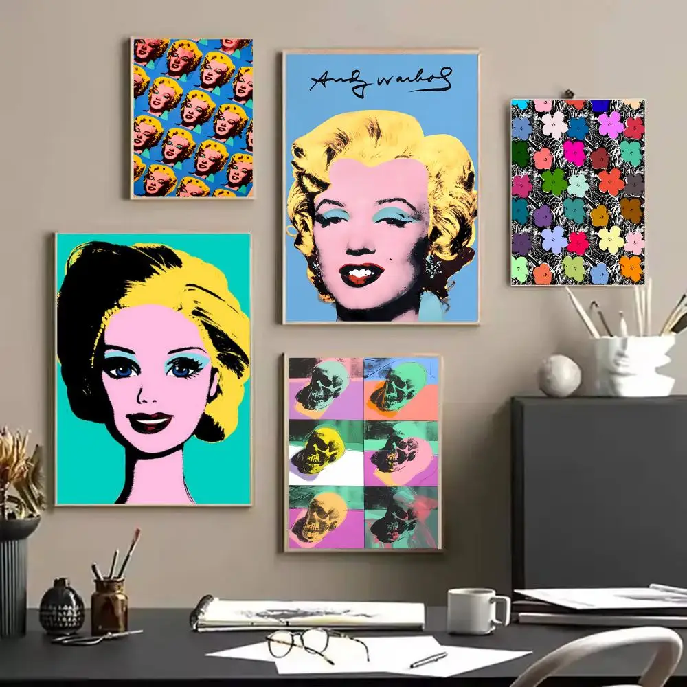 Andy W-Warhol Aesthetic Poster Stickers Mural Painting Self-Adhesive Decor for Bedroom Living Room Home HD Wall Decals Gift