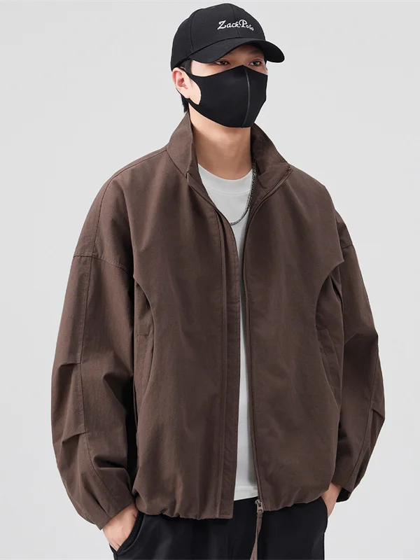 American High Street Stand Collar Workwear Pilot Jacket Men's New 2026 Hard  Japanese Design Bent Knife Sleeve Coat
