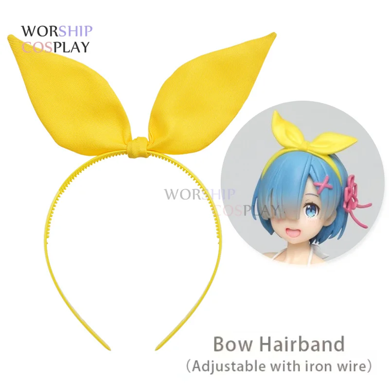 Rem Cosplay Re:Life in a different world from zero Yellow Hair band Costume Party Halloween Headwear Bow headdress Cosplay Prop