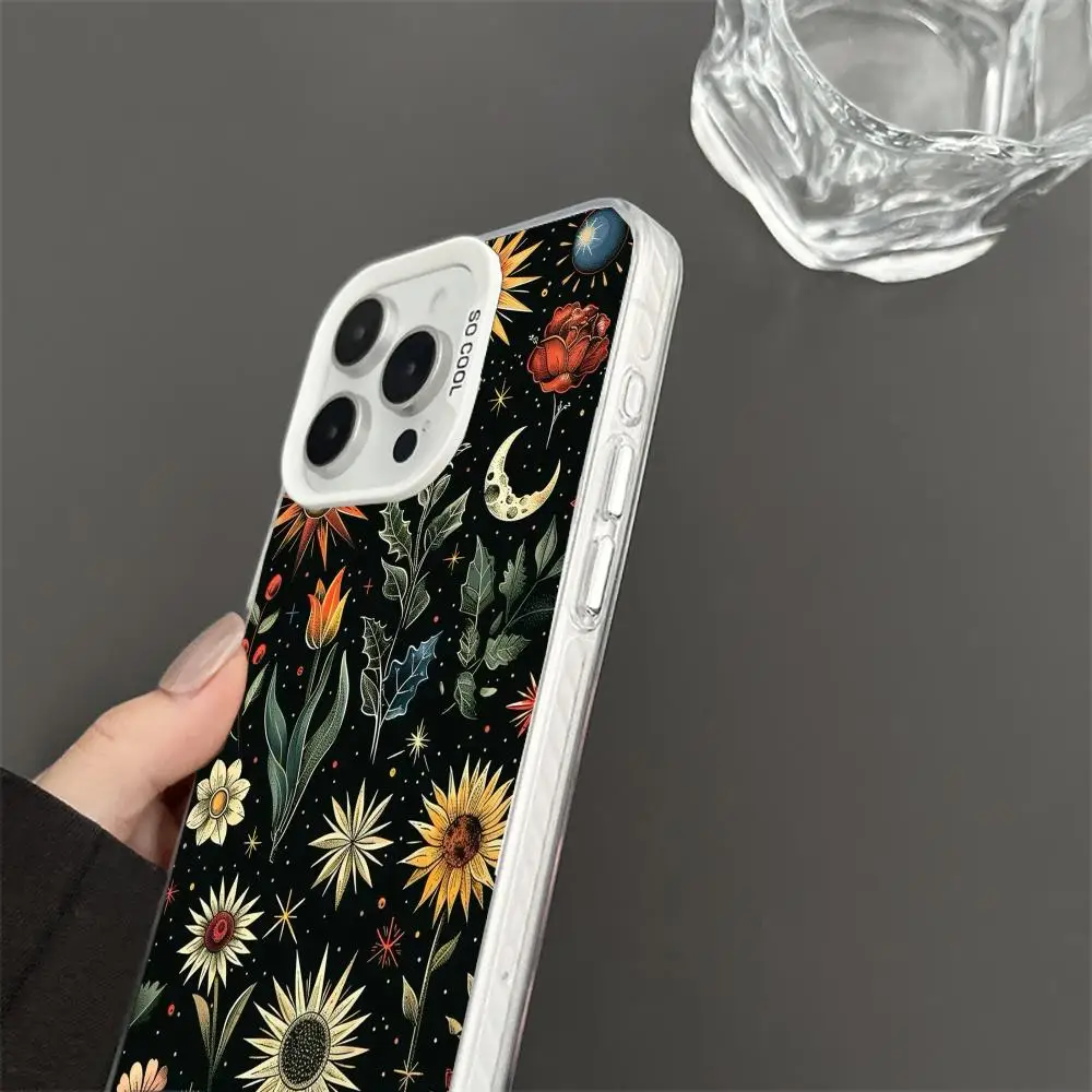 Sunflower Moon Hülle für iPhone 17 16 15 14 13 12 11 Pro/Max/Plus stoßfeste Rückabdeckung Anti-Fingerabdruck