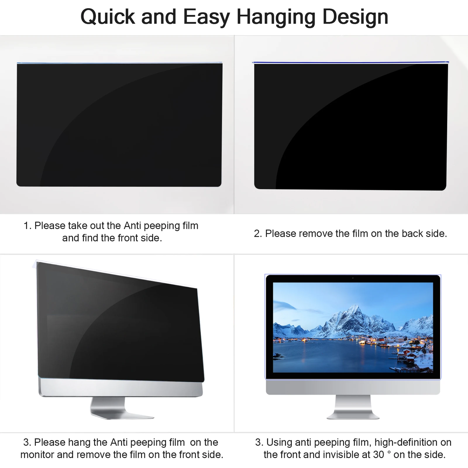 Hanging Install PC Privacy Filter Screen Protector Monitor Screen Computer Blue Light Blocking Anti-peering Film Anti-UV Kit