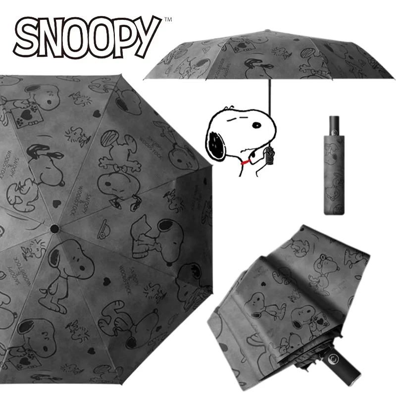 Snoopy Umbrella Sunny Rain Dual-use Cartoon Automatic Folding Sun Umbrella Portable Students Sunscreen Sunshade Umbrella Gift