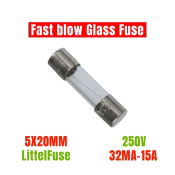 LF 217 고속 블로우 유리 퓨즈, 250V, 32MA, 50MA, 63MA, 100MA, 125MA, 160MA, 200MA, 1.6A, 2A, 3A, 2.5A, 4A, 5A, 6.3A, 8A, 10A, 15A, 5 개