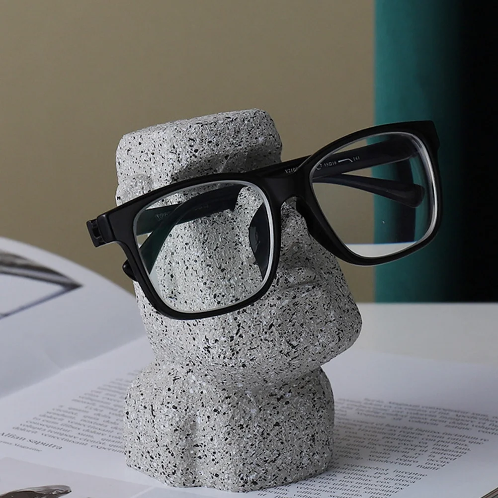 

Adorable Moai Shaped Resin Glasses Holder Stand Desktop Decorative Eyewear Display Rack for Home Office Tabletop Decoration