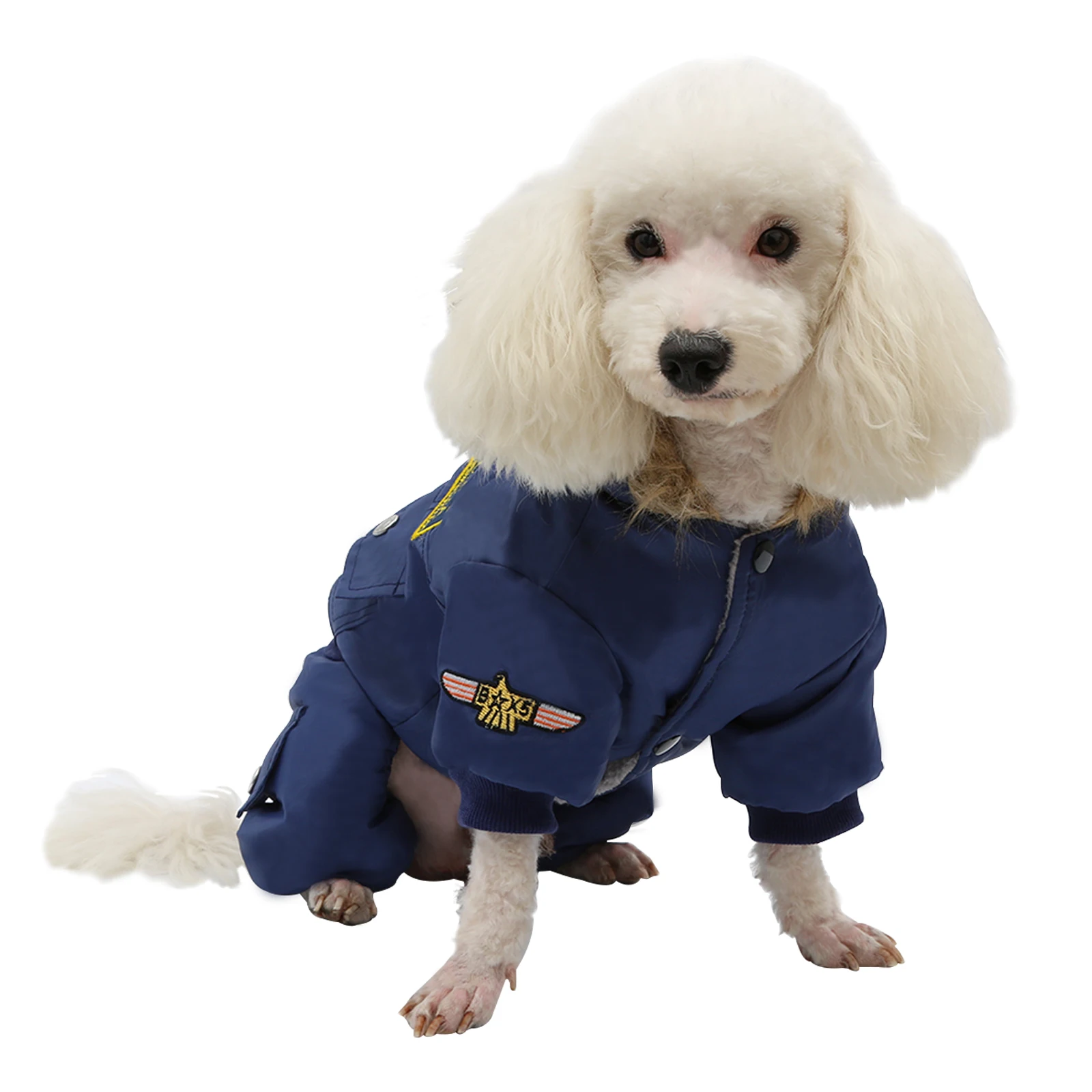 New Hooded Jumpsuit Waterproof Small Dog Apparel Airman Fleece Winter Coat Snowsuit Outdoor Dog Cat Parka Jacket Cloth