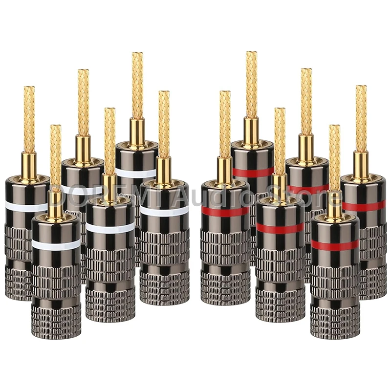 

2MM Banana Speaker Connector 24K Copper Gold Plated HIFI Banana Jack Screw Type Audio Video Wire Plug Braided Plug Connectors