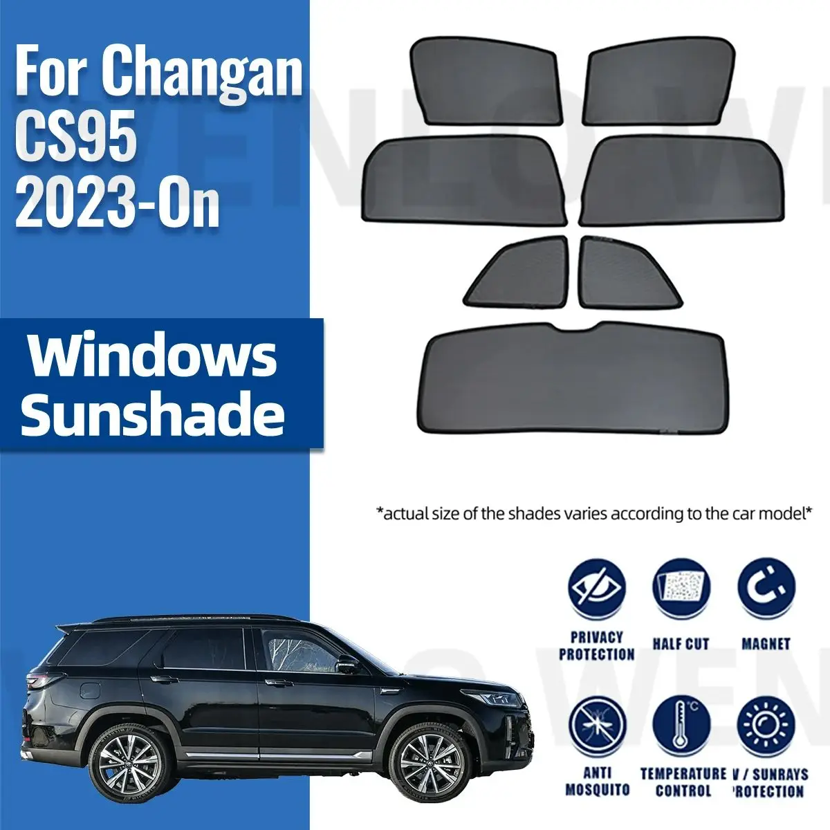 

For Changan CS95 2023 2024 Car Sunshade Shield Magnetic Front Windshield Frame Curtain Rear Side Window Sun Shades Visor