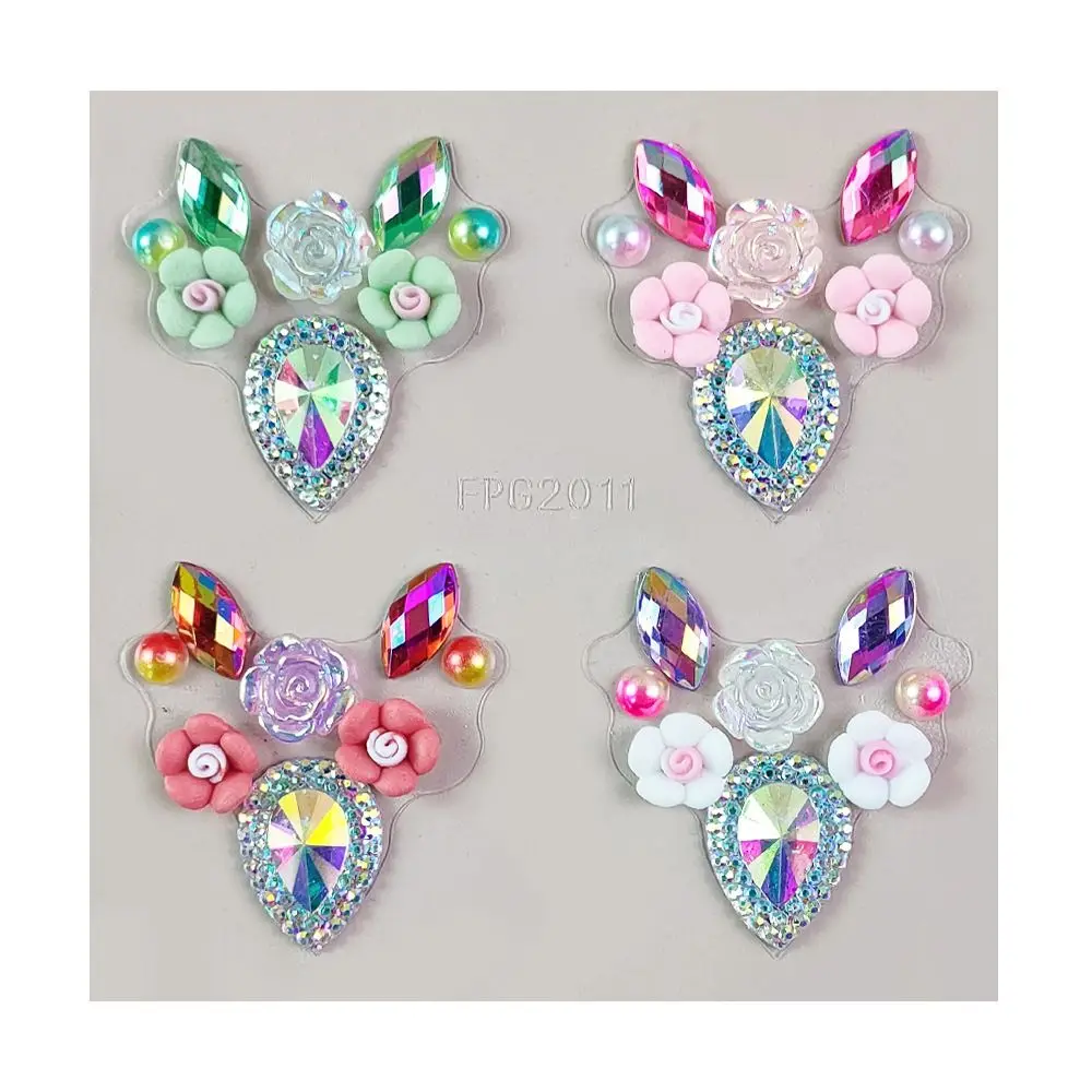 

Hanfu Decor 3D Forehead Tattoo Stickers DIY Glitter Face Body Rhinestone Stickers Colorful Fashion Children Gem Stickers Party